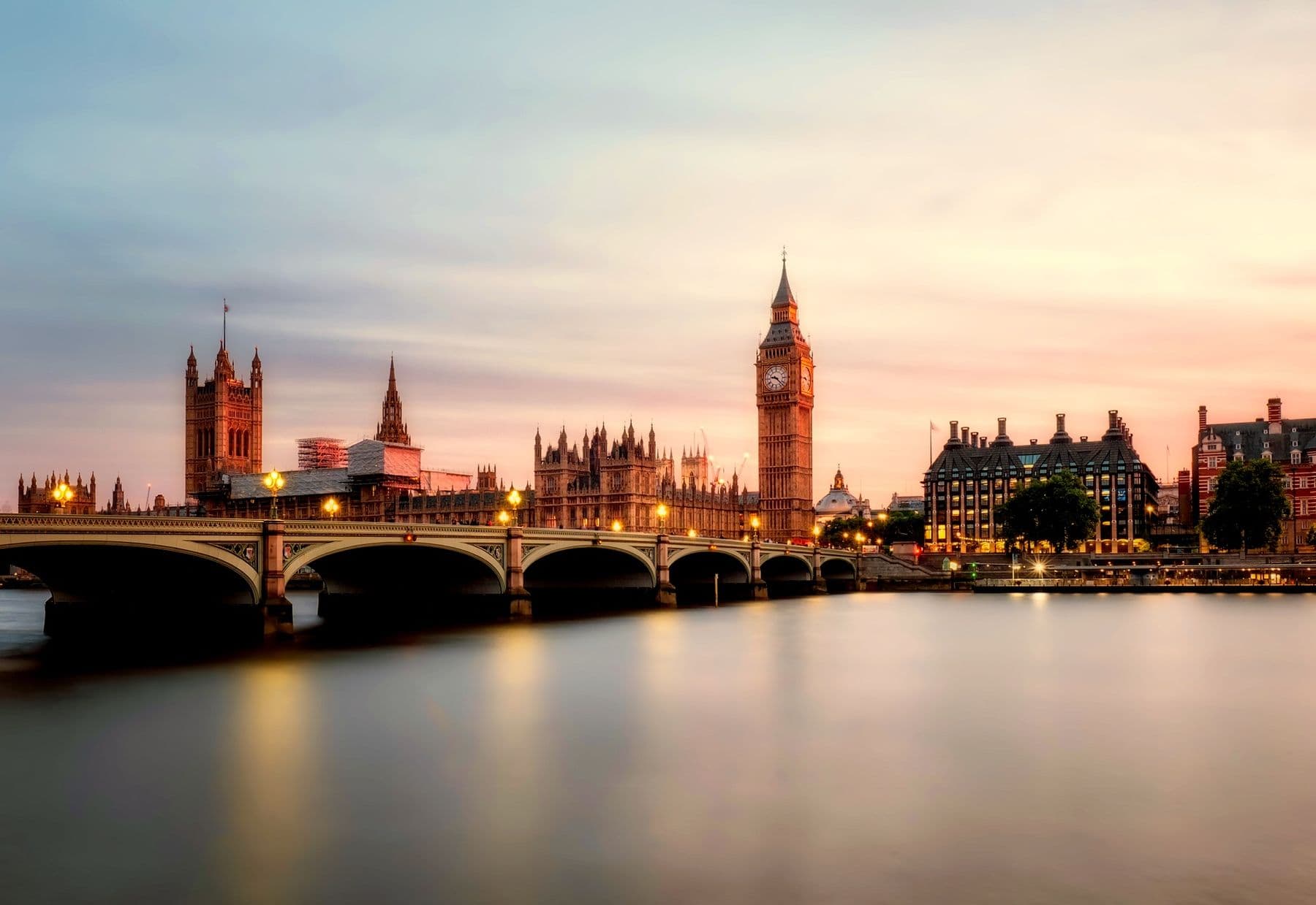 Westminster and the River Thames at dusk